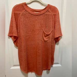 Free People heathered oversized pocket tshirt, burnt orange, size M